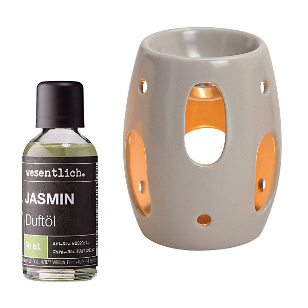 Duftöl Jasmin 50ml mit Duftlampe beige