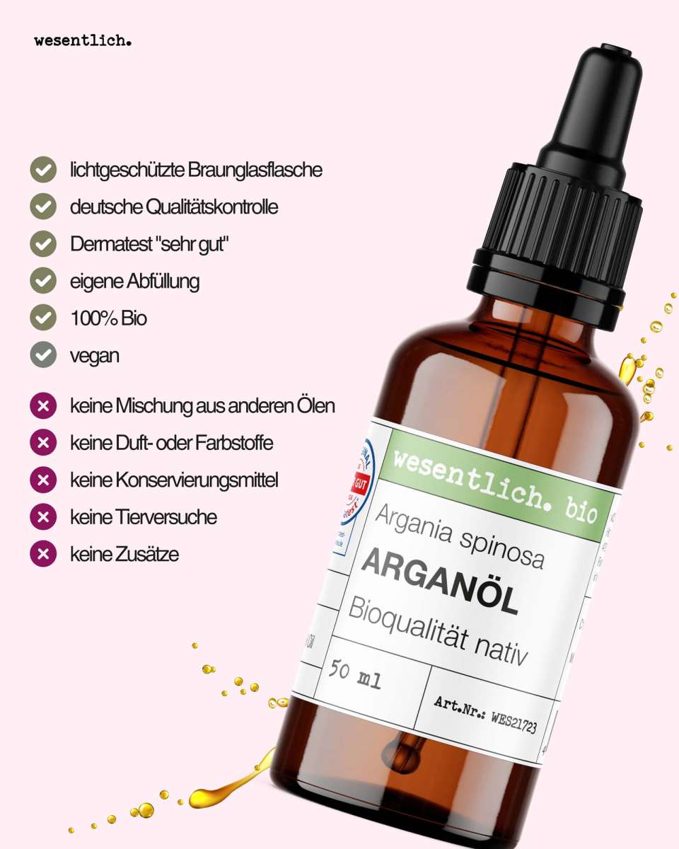Bio Arganöl 100% Rein - 50 Ml, Kaltgepresst, Für Gesicht, Haar & Körper, Zertifiziert Von ECOCERT