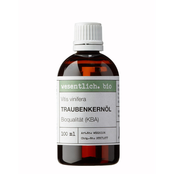 Traubenkernöl, kaltgepresst in Bioqualität