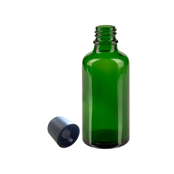 Grünglasflasche 50ml mit Originalitätsverschluss / 6er Set