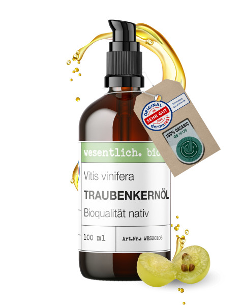 Traubenkernöl, kaltgepresst in Bioqualität