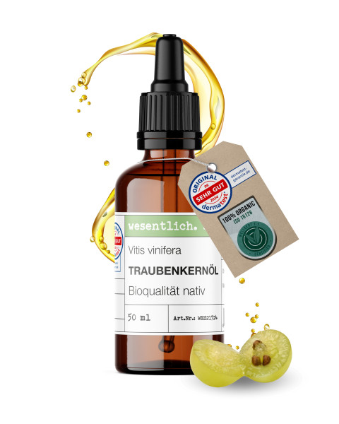 Traubenkernöl, kaltgepresst in Bioqualität